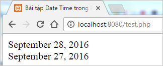 Bài tập Date Time trong PHP | Bài tập PHP có giải