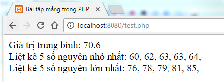 Bài tập mảng trong PHP : Tìm giá trị trung bình | Bài tập PHP có giải