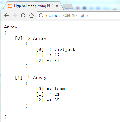 Bài tập mảng trong PHP: Hợp hai mảng | Bài tập PHP có giải