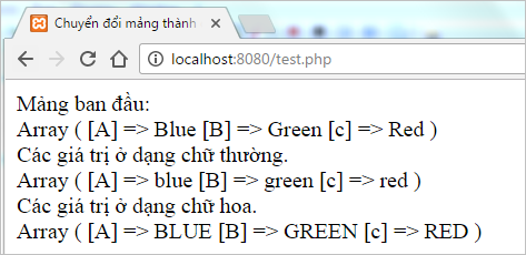 Chuyển đổi mảng thành chữ hoa chữ thường trong PHP | Bài tập PHP có giải