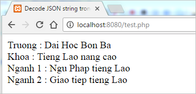 Decode JSON string trong PHP | Bài tập PHP có giải