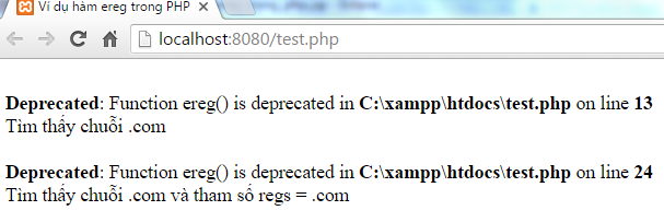 Hàm ereg trong PHP