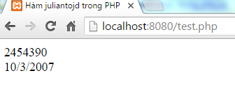 Hàm juliantojd trong PHP