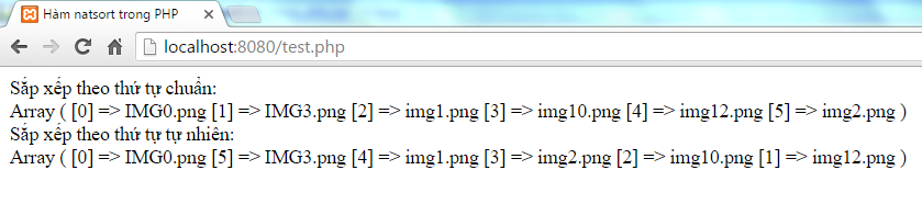 Hàm natsort trong PHP